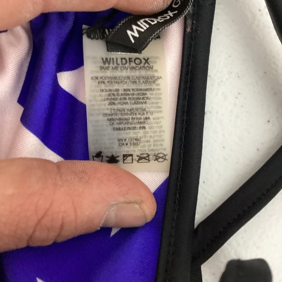 Wildfox 80s Stars Reversible Triangle Bikini Top Red Blue Size S - Picture 7 of 7